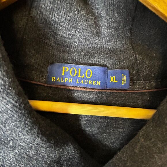 Polo Ralph Lauren Men's Charcoal Gray Shawl Collar Elbow Pads Pullover Size XL - Picture 5 of 14